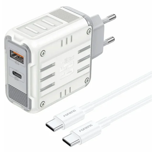 Cargador Tipo-C/Tipo-C GaN30 65W 2USB-A+C Foneng
