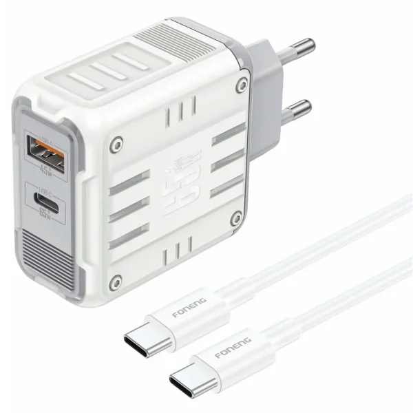Cargador Tipo-C/Tipo-C GaN30 65W 2USB-A+C Foneng